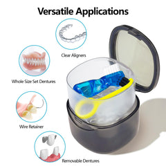 Secure lid of no-leak denture soaking container
