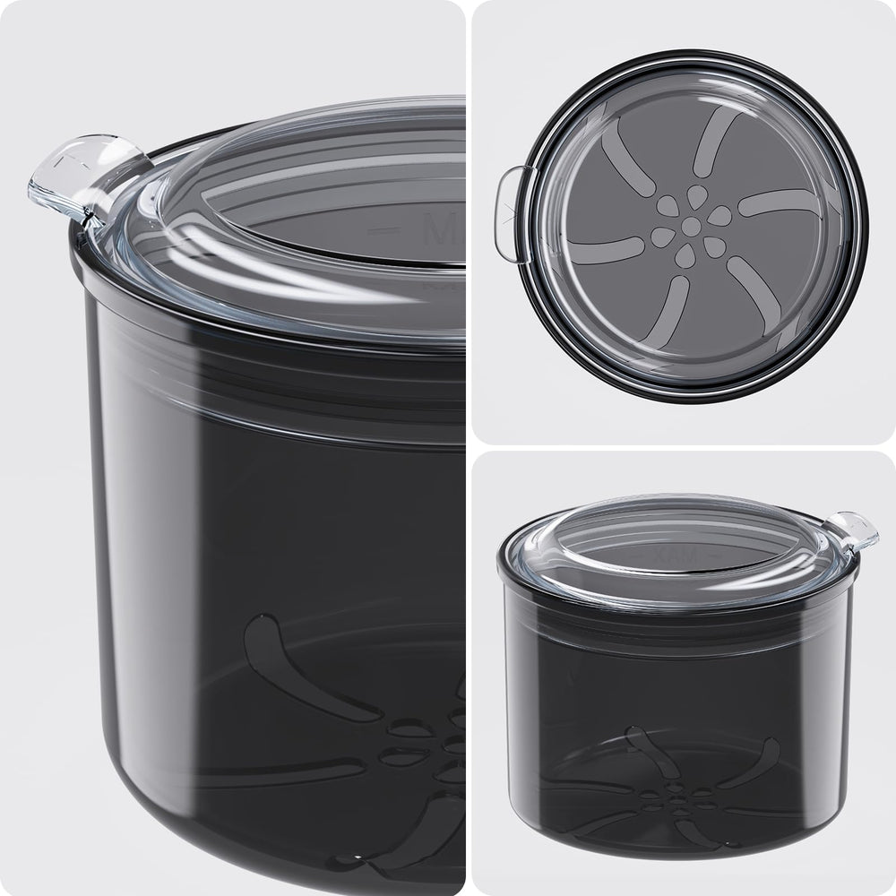 Denture container cups for soaking in black case