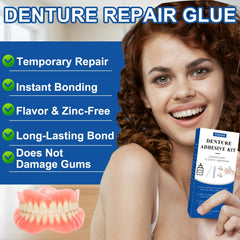 Denture glue repairing loose or broken teeth