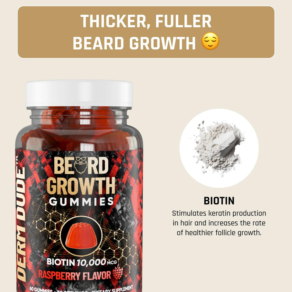Biotin 10,000 mcg label and gummy close-up