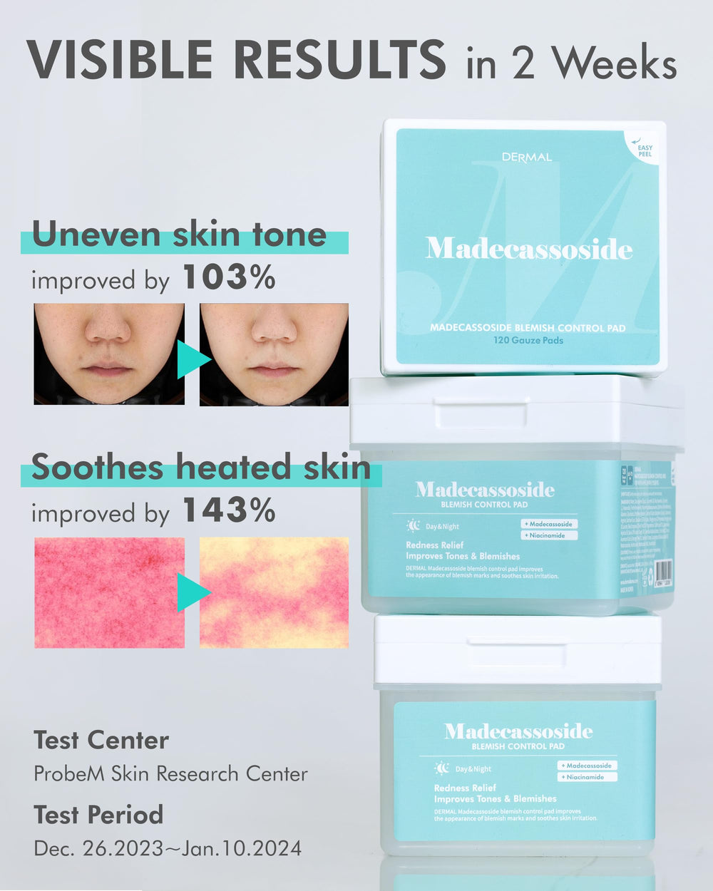 DERMAL Madecassoside Blemish Control Pad being swiped on the face for even tone.