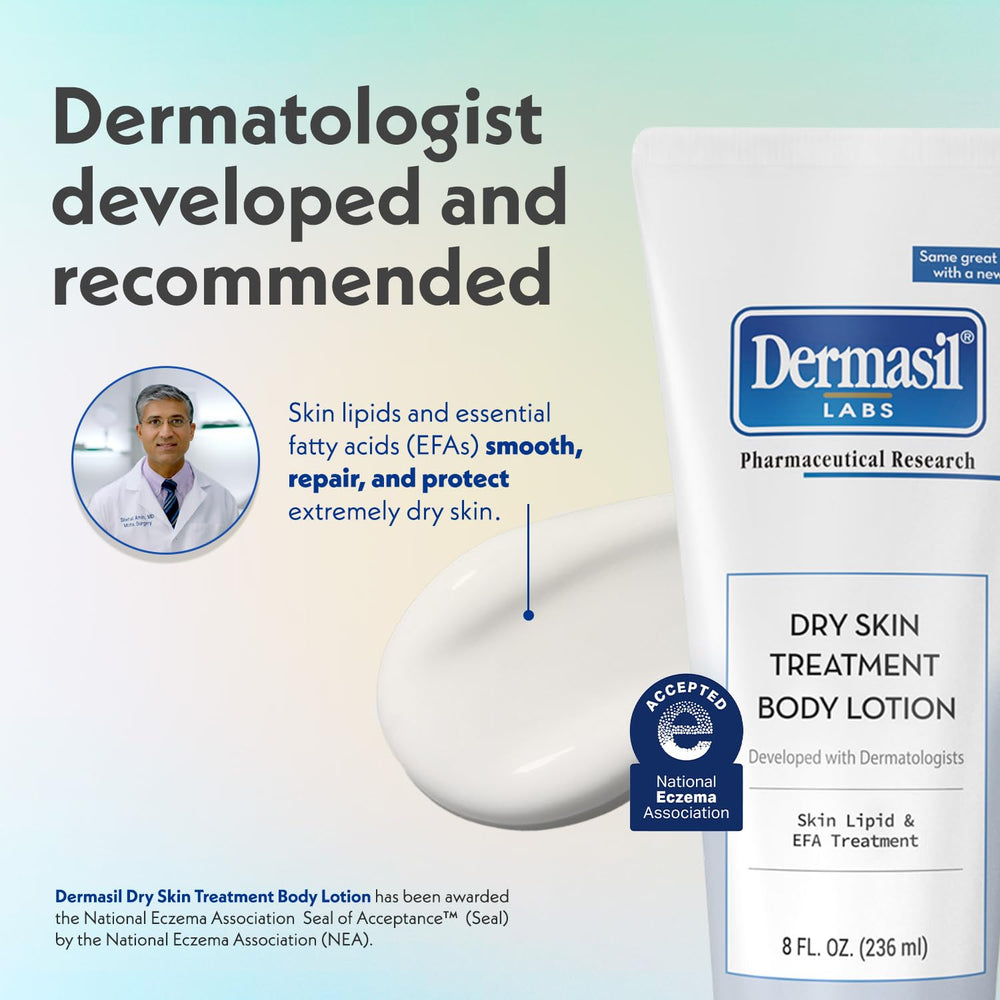 Dermasil lotion texture up-close reveals a non-greasy absorption
