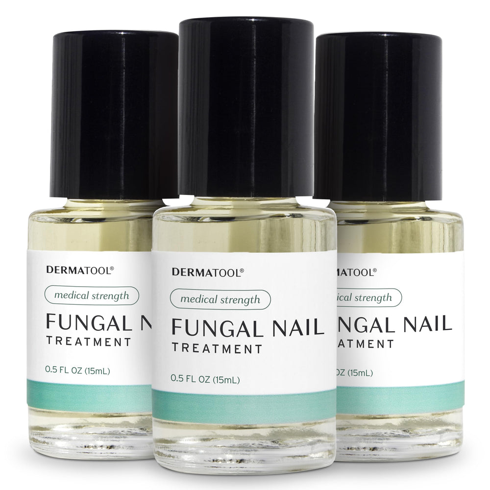 DERMATOOL applicator brush demonstrates precise, mess-free nail treatment.