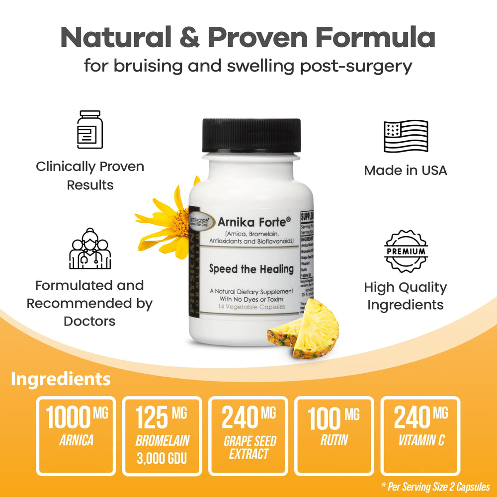 DermAvance Arnika Forte label design emphasizing arnica and bromelain