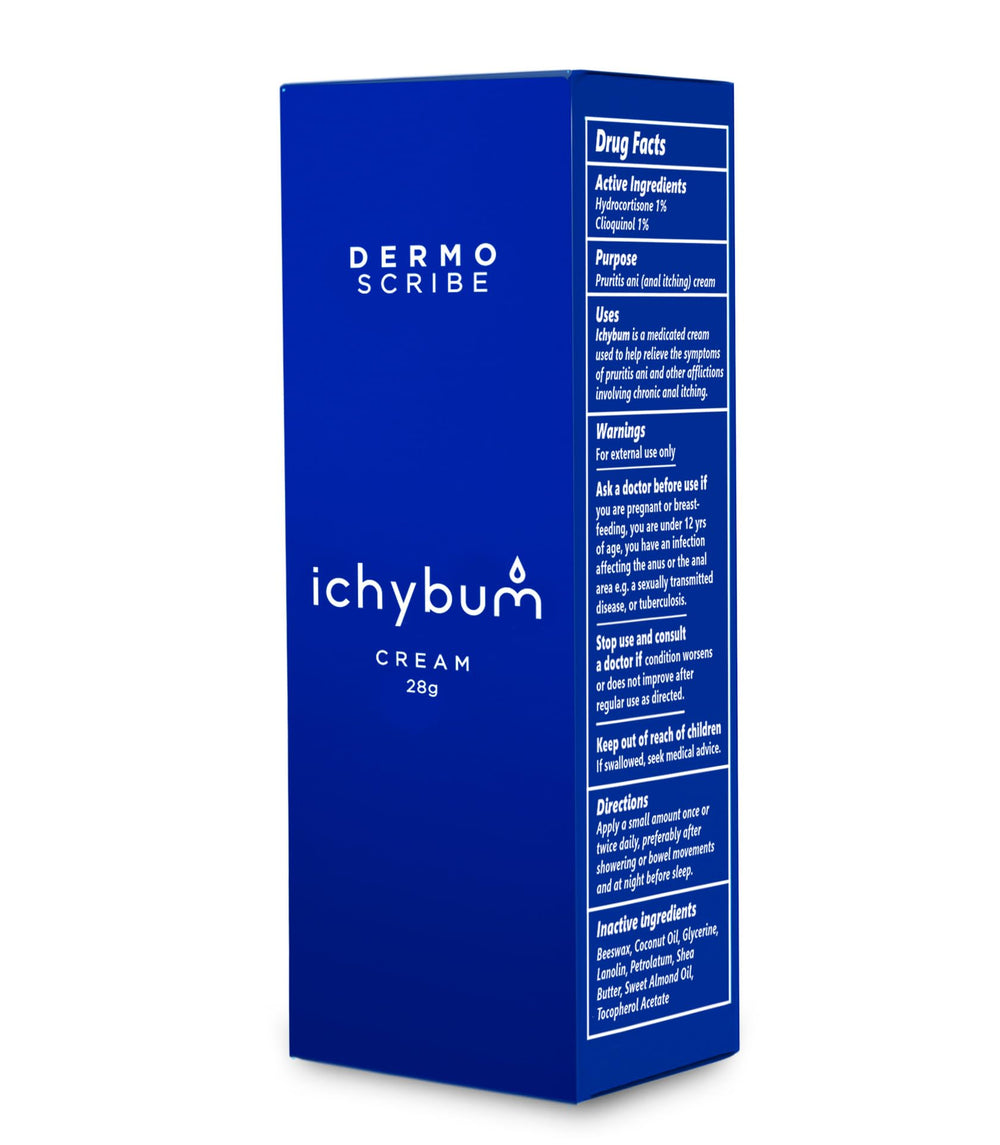 Dermoscribe Ichybum cream being applied with a precise dab for delicate areas.