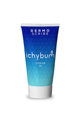 Dermoscribe Ichybum cream tube closeup shows dermatologist-grade formula for sensitive areas.