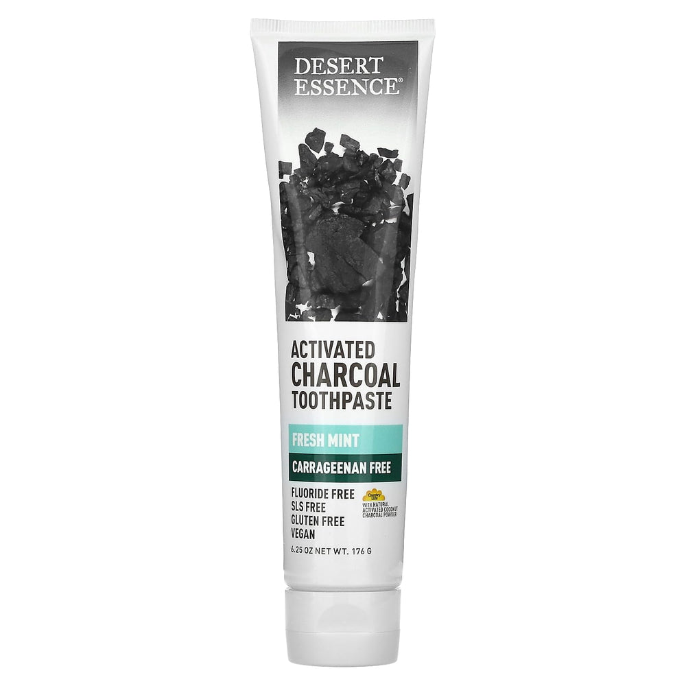 Desert Essence Activated Charcoal Toothpaste 6.25 oz front label