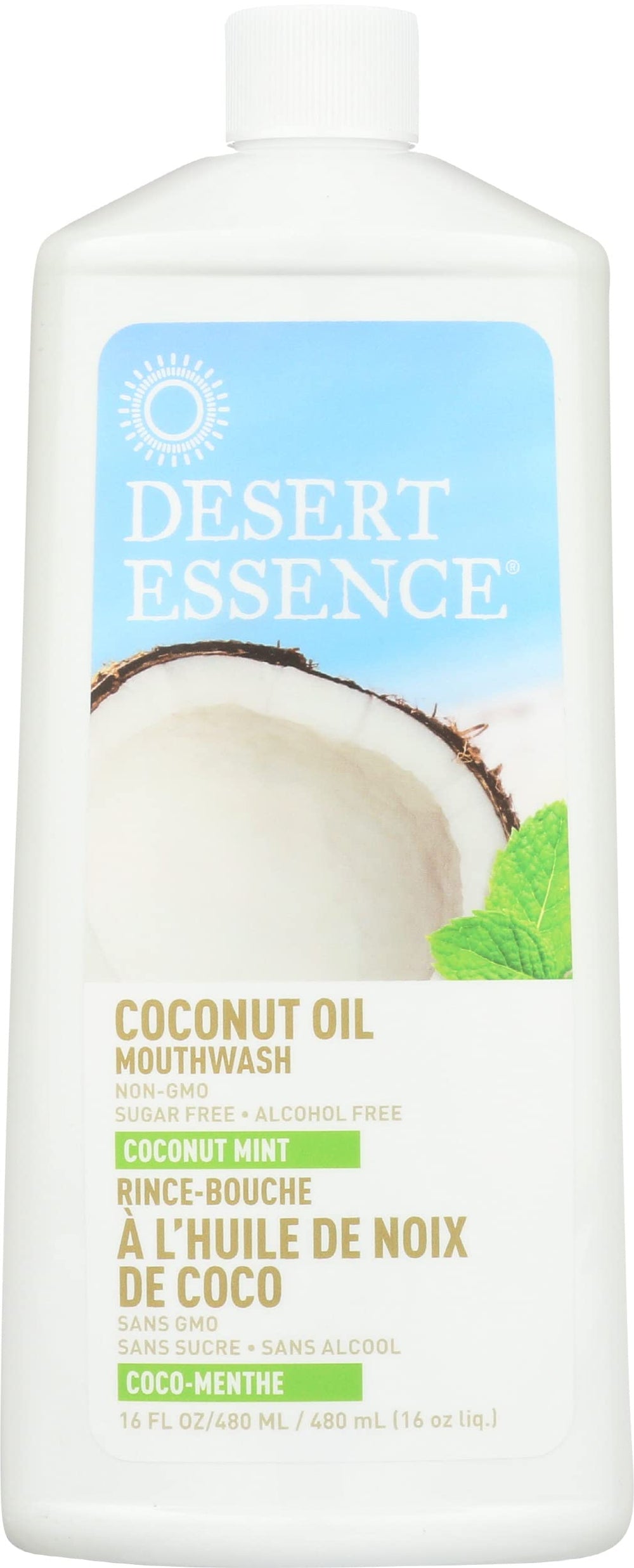 Desert Essence Coconut Oil Mouthwash bottle with label