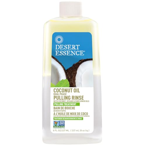 Back label showing ingredients for Desert Essence Pulling Rinse.