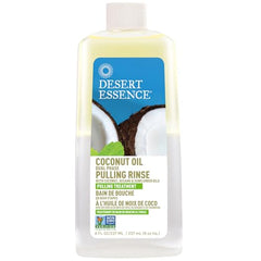 Back label showing ingredients for Desert Essence Pulling Rinse.