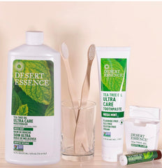 Desert Essence Ultra Care Mouthwash Mega Mint packaging and bottle