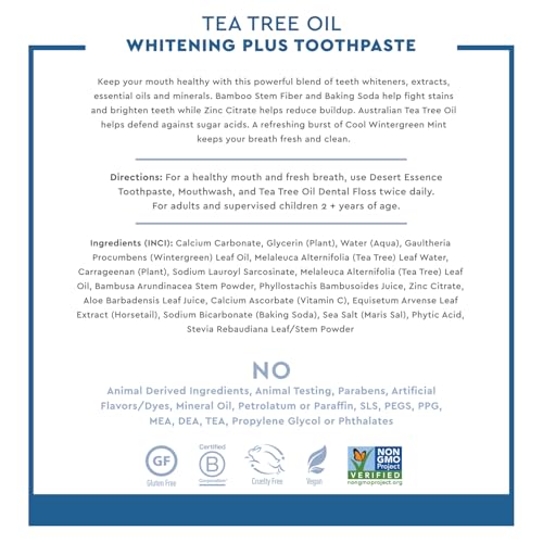 Zinc citrate and sea salt in Desert Essence toothpaste