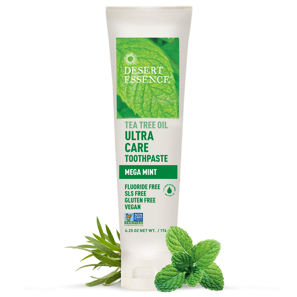 Desert Essence Tea Tree Oil Ultra Care Toothpaste Mega Mint 6.25 oz - front view