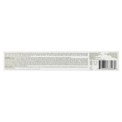 Tea tree toothpaste display with baking soda and sea salt ingredients