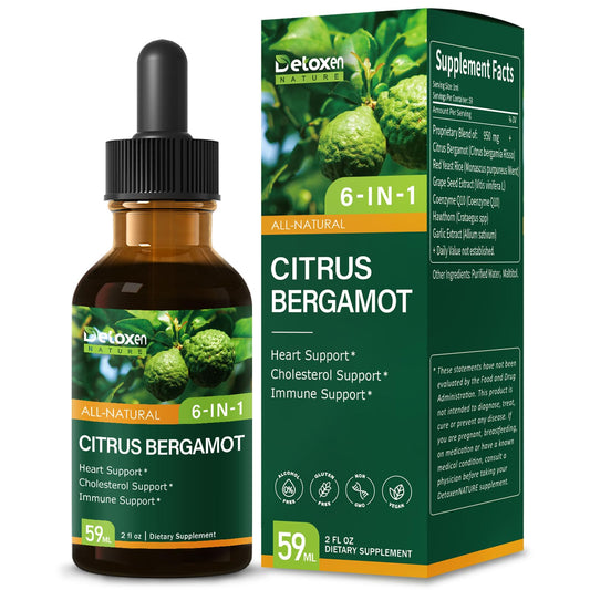 DetoxenNATURE Citrus Bergamot Drops 2oz bottle on a white background
