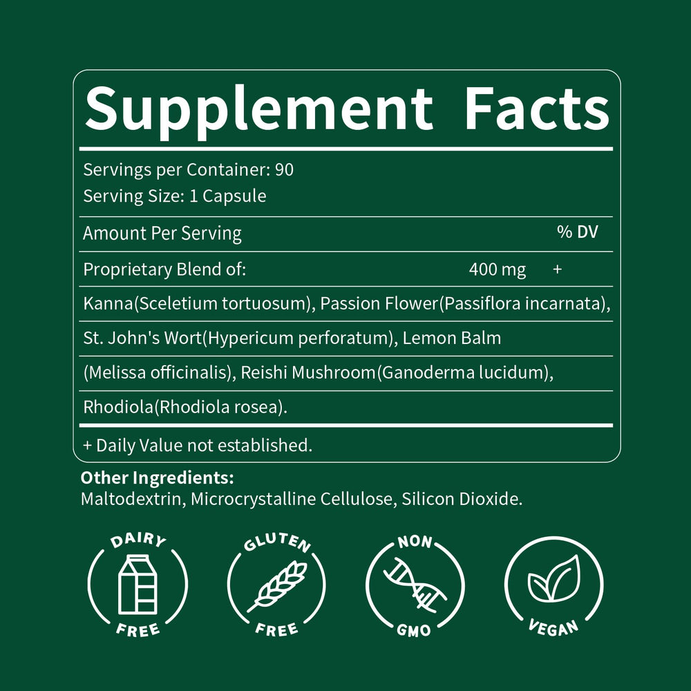 Packaging of DetoxenNATURE Kanna Extract Power Capsules 90-count