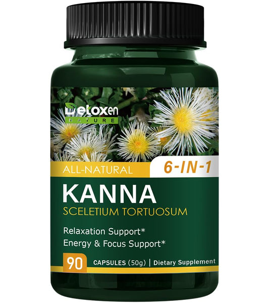 DetoxenNATURE Kanna Extract Power Capsules 90-count bottle – hero