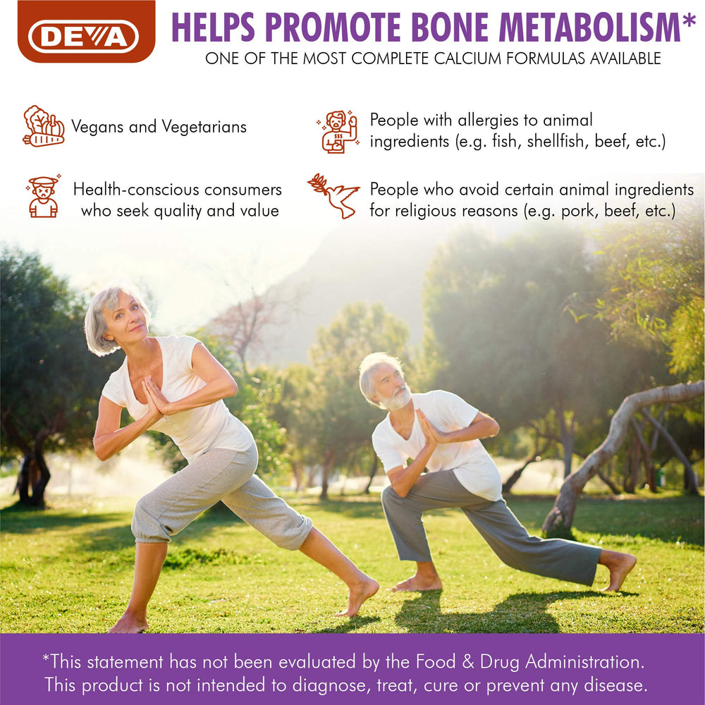 Ingredient list chart for DEVA calcium magnesium plus zinc