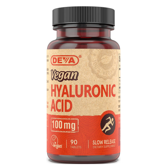 DEVA Nutrition Vegan Hyaluronic Acid 100 mg bottle – front view