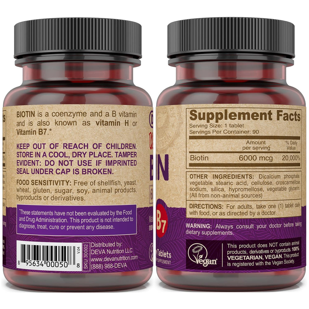 Vegan-friendly Vitamin B7 supplement by DEVA