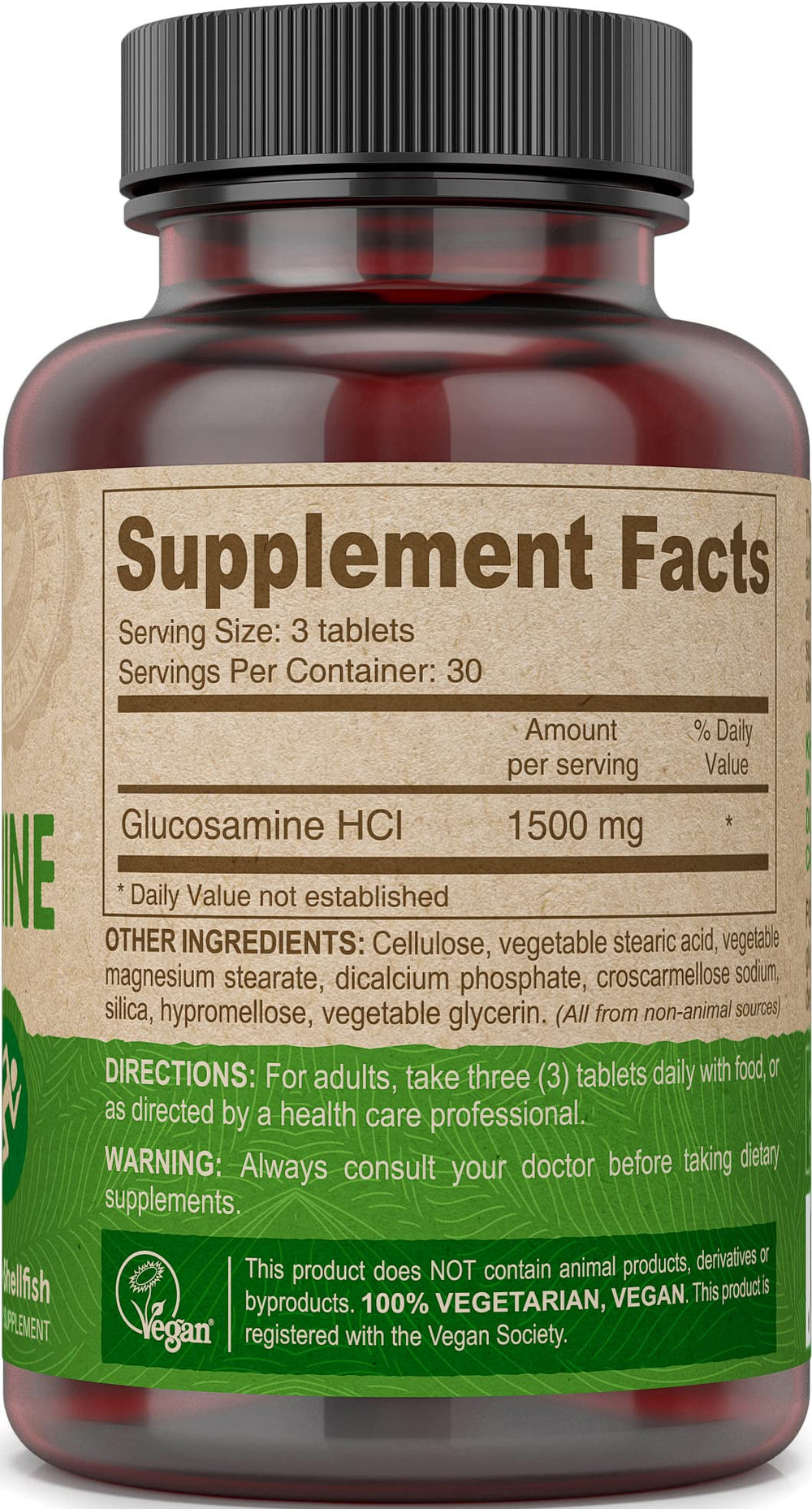 Allergen-free, non-shellfish vegan glucosamine claim