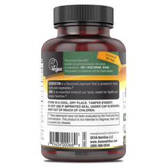Vegan-certified quercetin zinc supplement bottle on white background