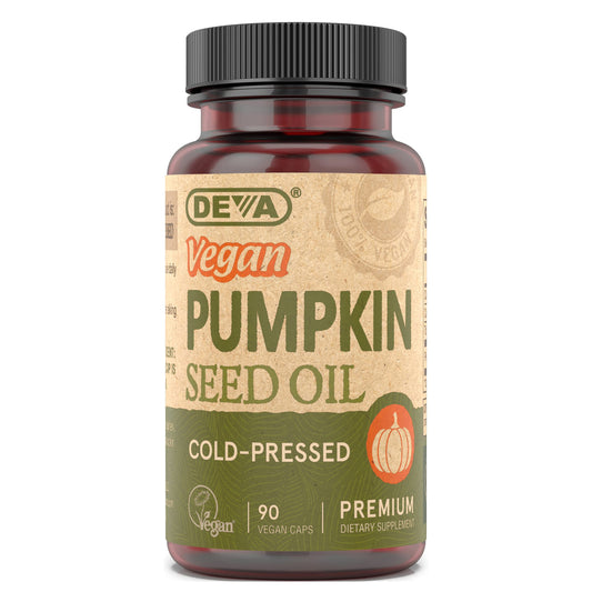 DEVA Vegan Pumpkin Seed Oil 500 mg bottle – 90 capsules