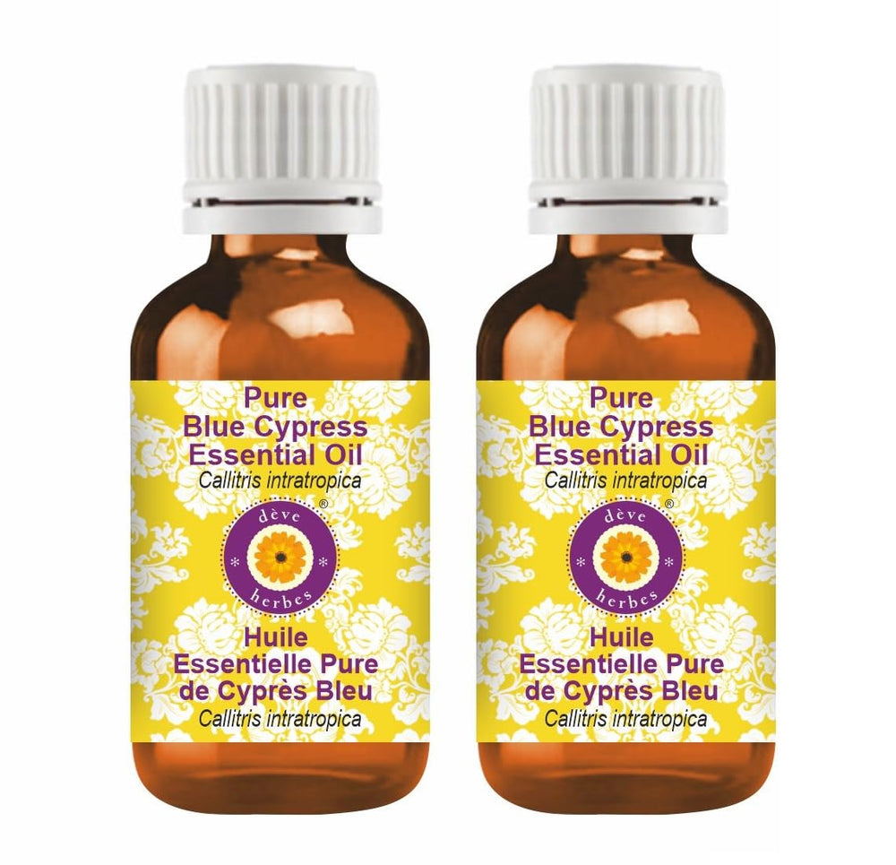 dève herbes Blue Cypress Essential Oil bottles 15ml x 2 in amber glass