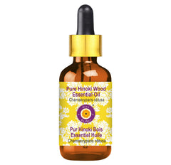 5ml Hinoki wood essential oil in amber glass bottle with glass dropper