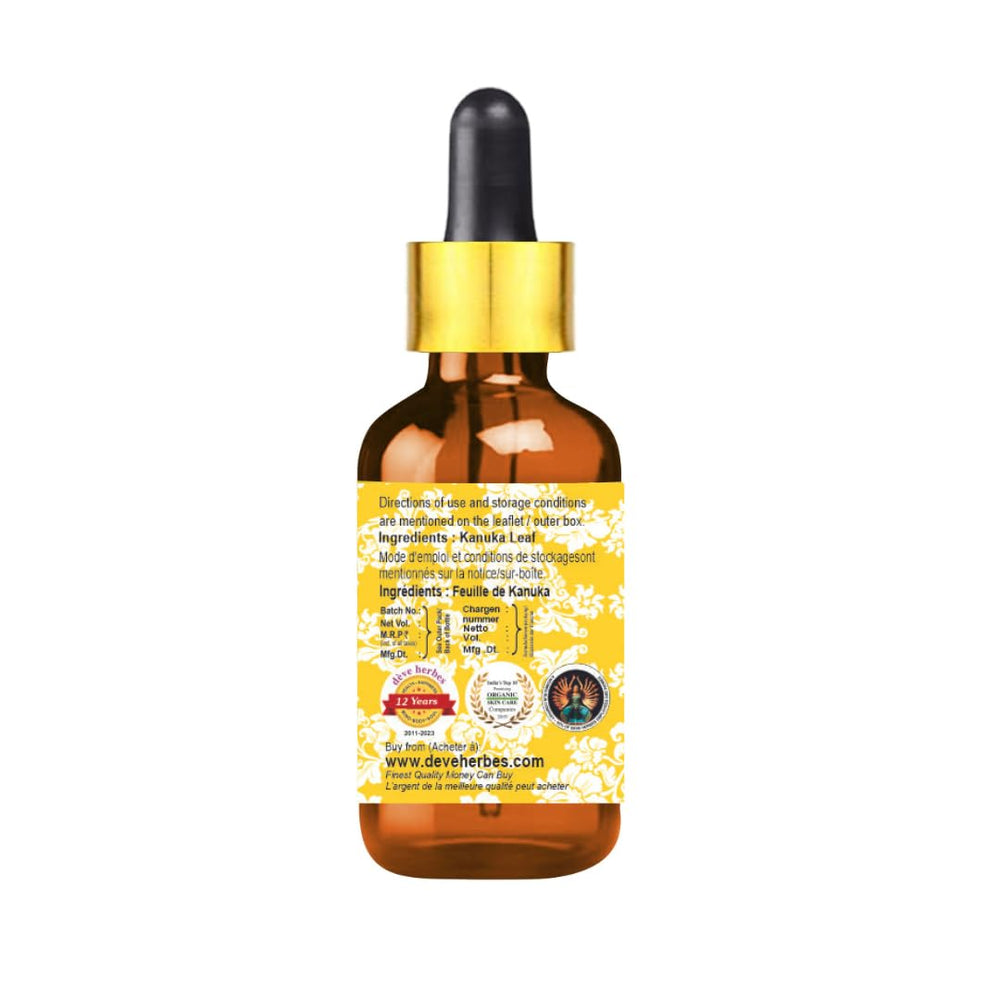 dève herbes Kanuka essential oil steam distilled badge emphasizes natural extraction method