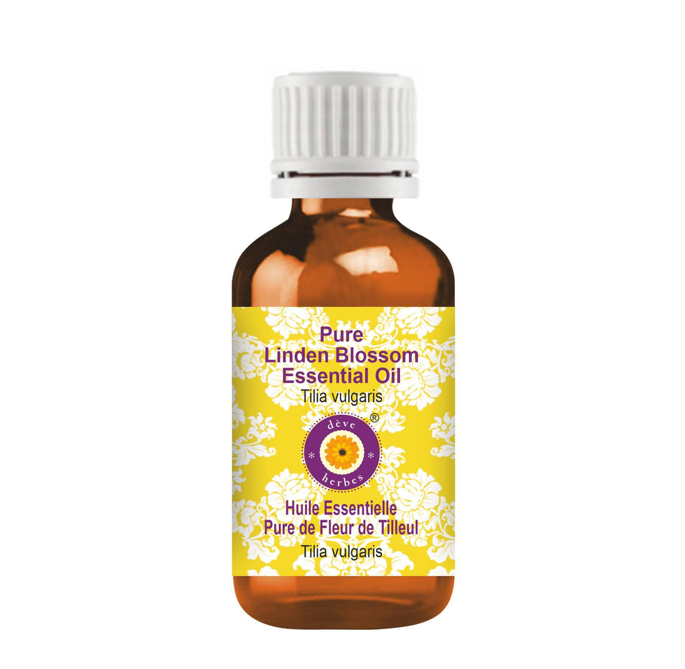 Linden Blossom essential oil in a 2 ml amber glass bottle by Deve Herbes
