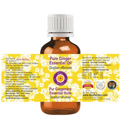 Steam distilled ginger essential oil 15ml amber bottle back label