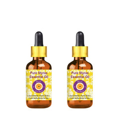Two 5ml amber glass bottles with glass droppers from Deve Herbes Styrax Essential Oil set