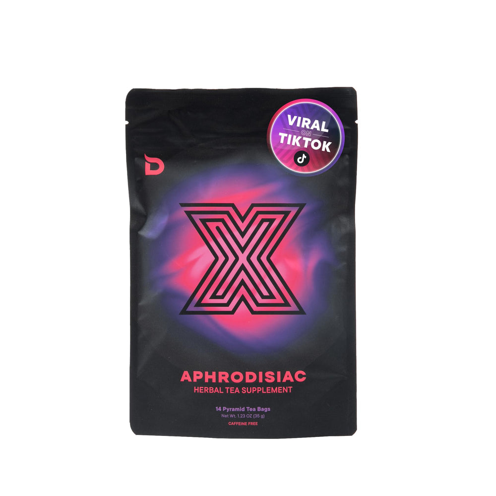 Deviant Blends Aphrodisiac Tea packaging with cup
