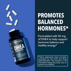 Label close-up showing DHEA 50mg information
