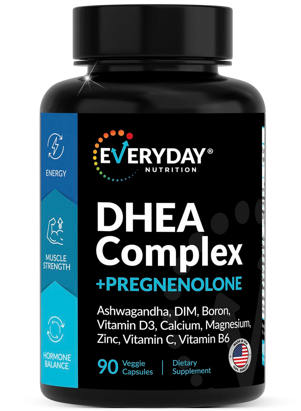 Product image showing DHEA micronized 200mg and pregnenolone 100mg complex