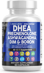 Front label of DHEA 200mg + Pregnenolone 100mg supplement bottle