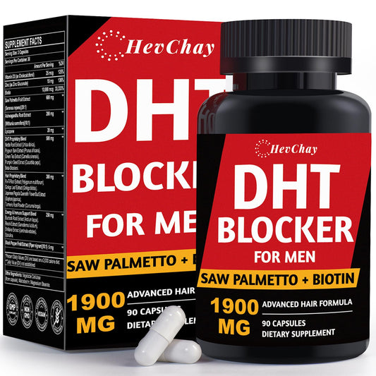 Front view of DHT Blocker for Men bottle and packaging