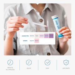 UTI test strips array with color indicator cards