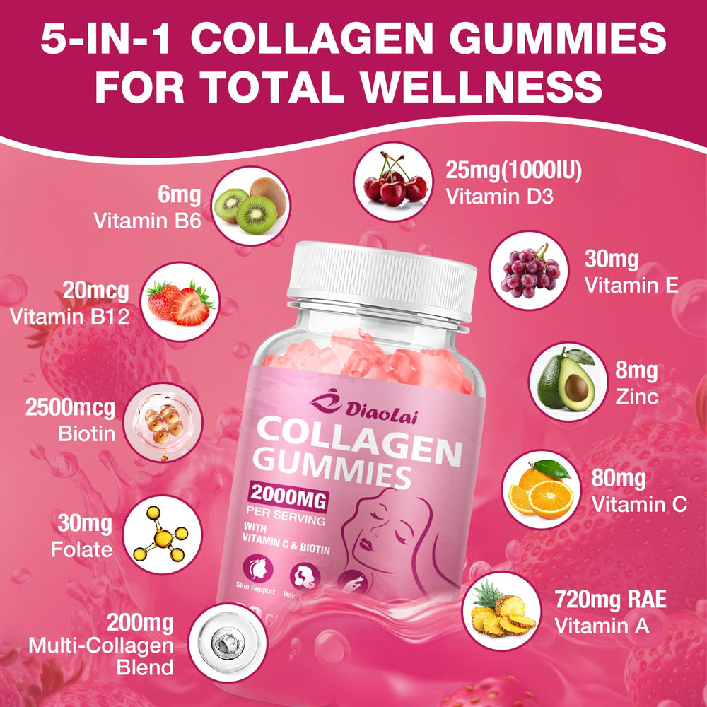 Strawberry-flavored collagen gummies in chew form