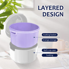 Pair of denture cups for soaking dentures
