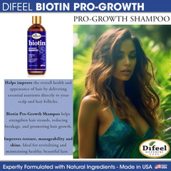 Difeel Biotin Shampoo lather forming in hand, promoting gentle cleansing.