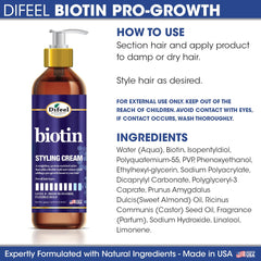 Sleek finish and shine from Difeel Biotin Styling Cream.