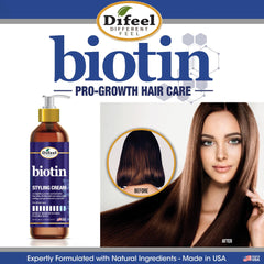 Volumizing effect from Difeel Biotin Styling Cream without stiffness.