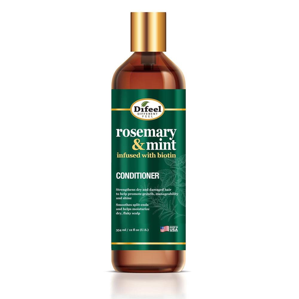 Difeel Elevated Rosemary Mint Conditioner bottle on shelf offering nourishing daily care.