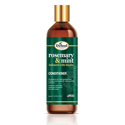 Difeel Elevated Rosemary Mint Conditioner bottle on shelf offering nourishing daily care.