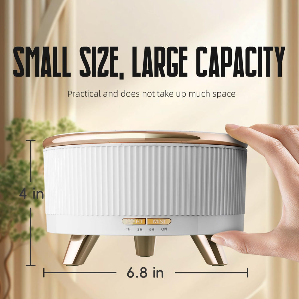 Side view of 500ml white essential oil diffuser