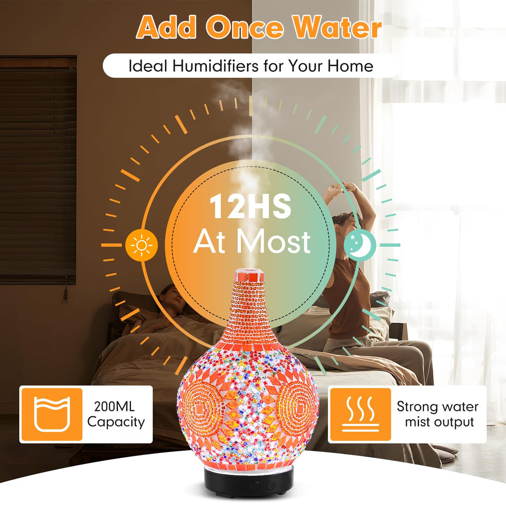 Auto shut-off safety feature on mosaic glass diffuser