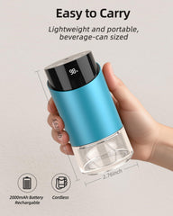 Blue diffuser showing 4 timers and 3 mist levels