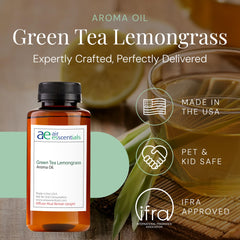 Diffuser releasing scent from green tea and lemongrass oil blend